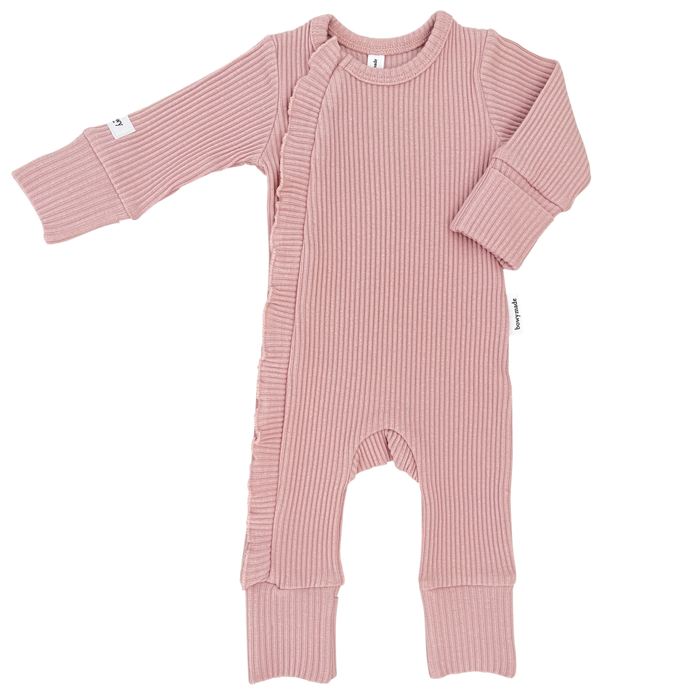 Ribbed Frill Onesie- Dusty Pink (12 pack)